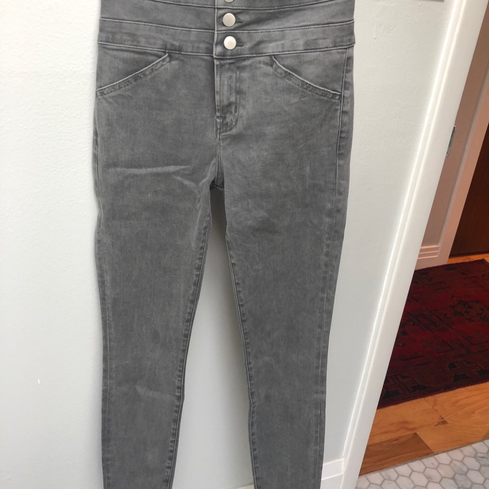J-brand grey skinny jeans, high-waisted